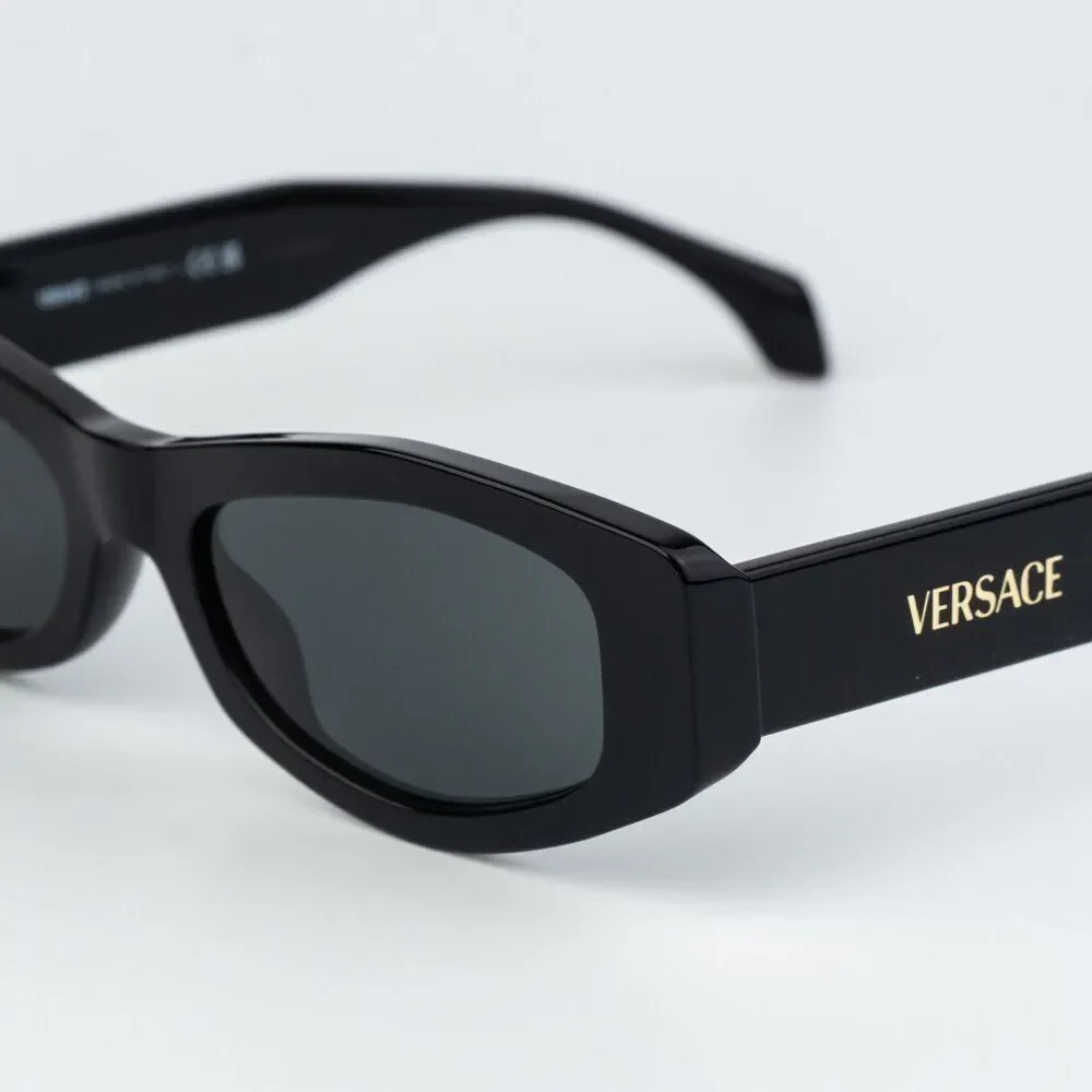 Versace Men Sunglasses Black Dark Grey Rectangle VE4487 GB1/87 NEW AUTHENTIC
